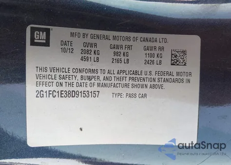 2013 Chevrolet Camaro 2Lt from USA, damaged, VIN 2G1FC1E38D9153157